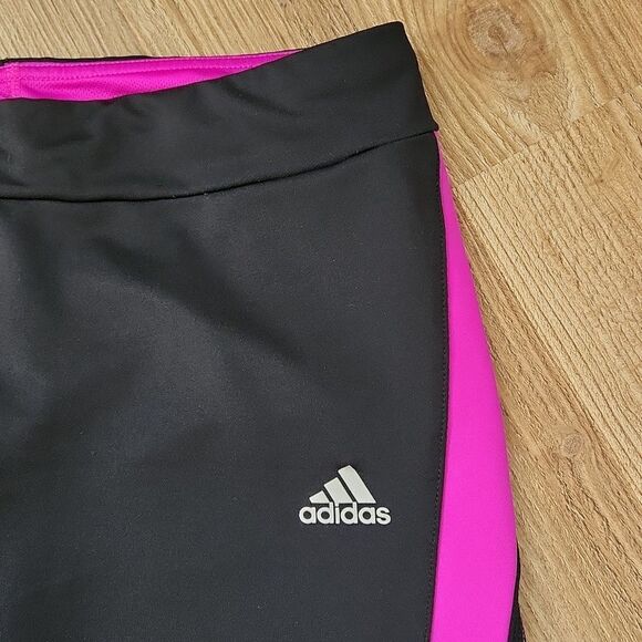☔️💜Adidas Black & Fuchsia Cropped Athletic Pants Medium - Picture 7 of 13